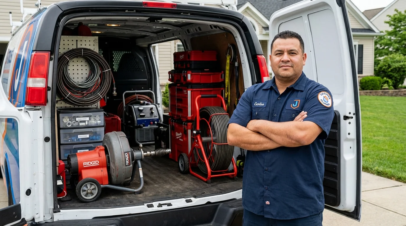 Professional drain cleaning equipment and Johns Plumbing LLC plumber in Winnetka