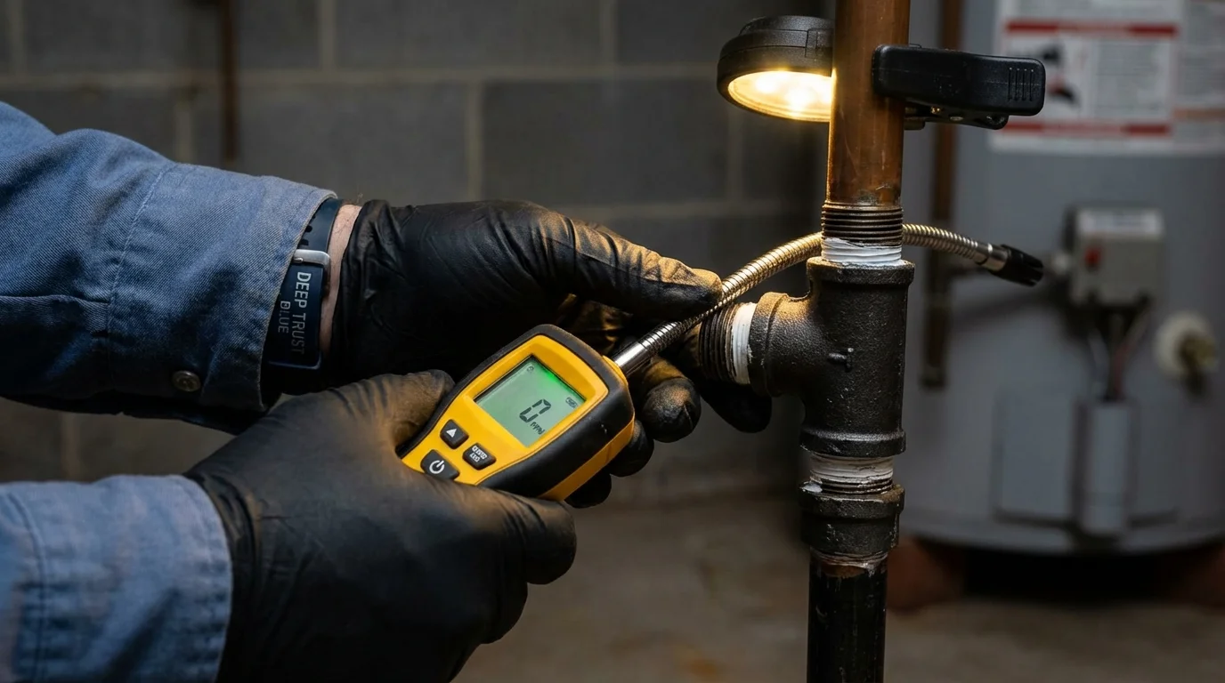 Gas leak detection with electronic sniffer by Johns Plumbing LLC in Winnetka