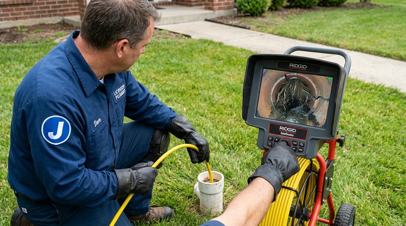 Sewer camera inspection being performed by Johns Plumbing LLC in Winnetka
