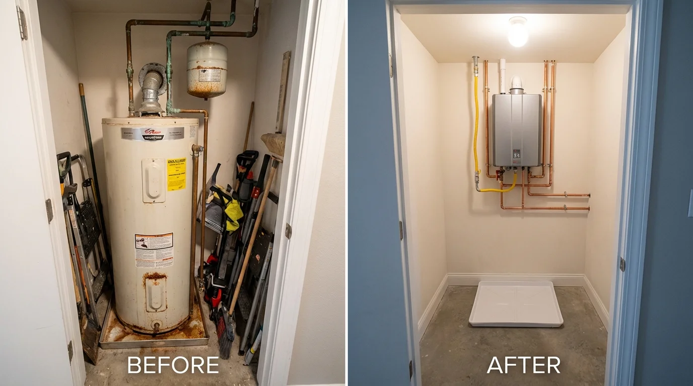 Tank water heater versus wall-mounted tankless unit comparison for Winnetka, IL homeowners